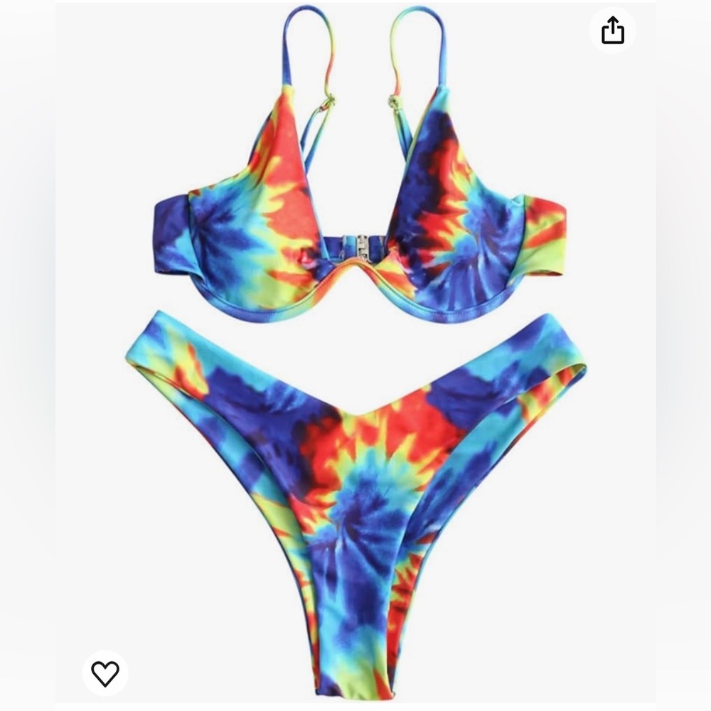 Tie-Dye Underwire Bikini Set - Vibrant Multicolor